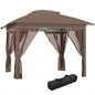 Outsunny 12x 12 Up Canopy Tent with Netting and Carry Bag, Instant Shelter with 137 sq. ft Shade, Tents Parties, Height Adjustable, Outdoor, Garden, Patio, Khaki