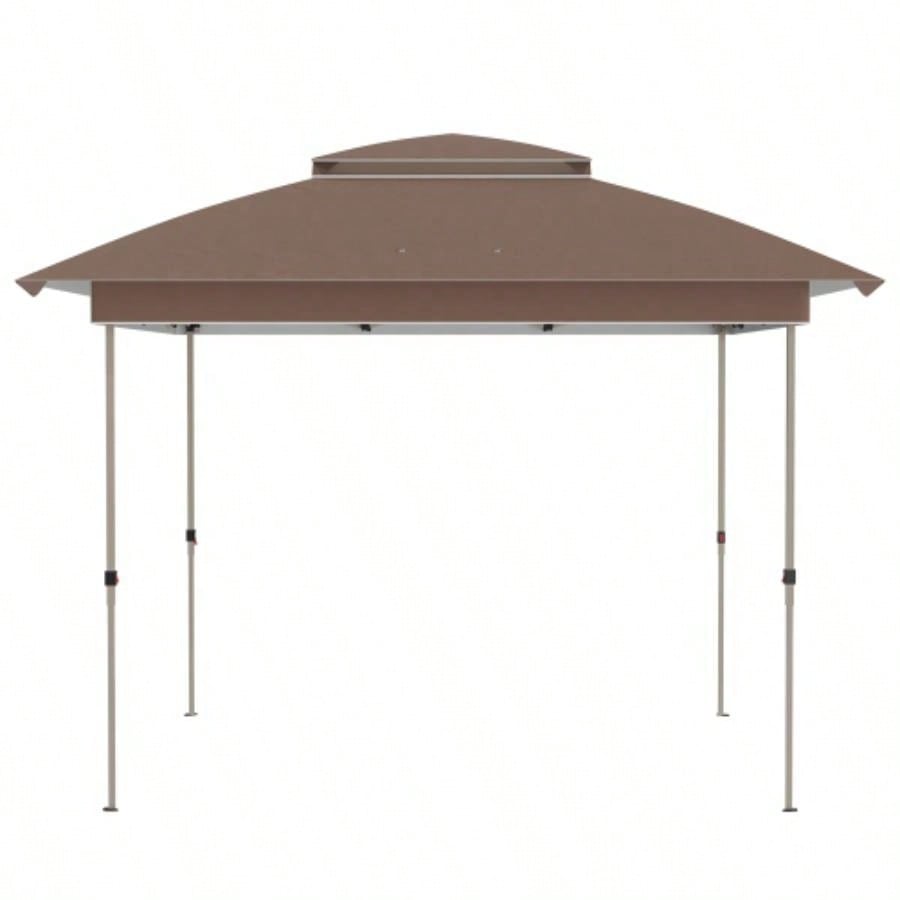 Outsunny 12x 12 Up Canopy Tent with Netting and Carry Bag, Instant Shelter with 137 sq. ft Shade, Tents Parties, Height Adjustable, Outdoor, Garden, Patio, Khaki