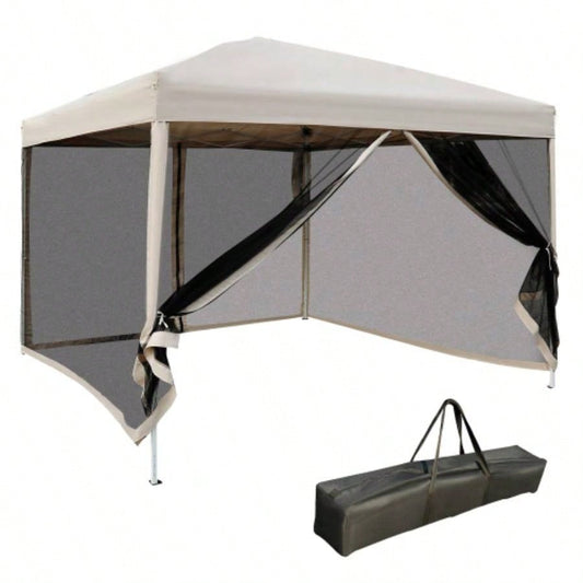 210D Oxford 10x 10 Up Canopy Tent with Netting, Instant Screen Room House, Tents Parties, Height Adjustable, with Carry Bag, Outdoor, Garden, Patio