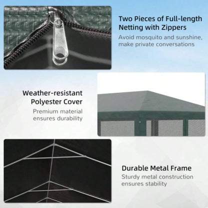 Outsunny 10x 28 Party Tent Canopy, Outdoor Event Shelter Gazebo with 8 Removable Mesh Sidewalls, Zipper Doors, Steel Frame, Green