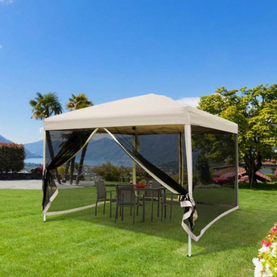 210D Oxford 10x 10 Up Canopy Tent with Netting, Instant Screen Room House, Tents Parties, Height Adjustable, with Carry Bag, Outdoor, Garden, Patio