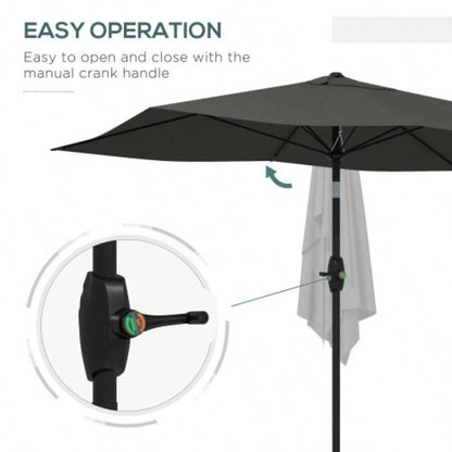 Outsunny 6.5x 10 Rectangular Market, Patio Outdoor Table with Crank and Push Button Tilt, Dark Gray