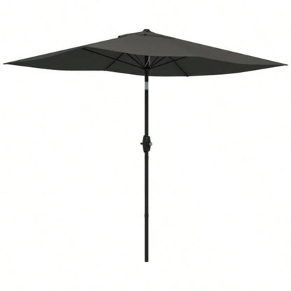 Outsunny 6.5x 10 Rectangular Market, Patio Outdoor Table with Crank and Push Button Tilt, Dark Gray