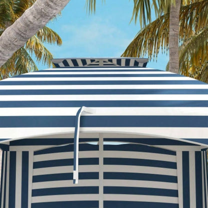 Outsunny 5.8x 5.8 Portable Beach with Double - Top, Ruffled Outdoor Cabana with Walls, Vents, Sandbags, Carry Bag, Blue White Stripe