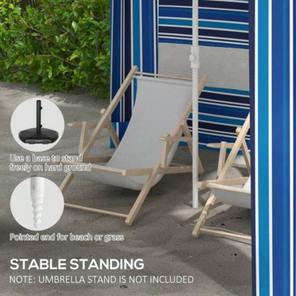 Outsunny 5.8x 5.8 Portable Beach with Double - Top, Ruffled Outdoor Cabana with Walls, Vents, Sandbags, Carry Bag, Blue Stripe