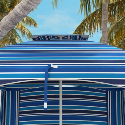 Outsunny 5.8x 5.8 Portable Beach with Double - Top, Ruffled Outdoor Cabana with Walls, Vents, Sandbags, Carry Bag, Blue Stripe