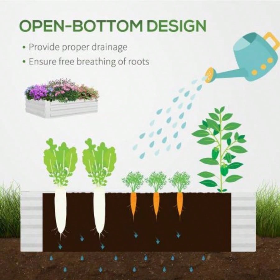 Outsunny Galvanized Raised Garden Bed with Greenhouse Cover, Outdoor Metal Planter Box with 2 Roll - Up Growing Flowers, Fruits, Vegetables, and Herbs, 50x 37.5x 36.25 Green