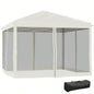 Outsunny 10x 10 Up Canopy Tent with Netting, Instant Gazebo, Ez up Screen House Room with Carry Bag, Height Adjustable, Outdoor, Garden, Patio, Beige