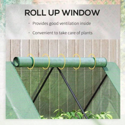 Outsunny Galvanized Raised Garden Bed with Greenhouse Cover, Outdoor Metal Planter Box with 2 Roll - Up Growing Flowers, Fruits, Vegetables, and Herbs, 50x 37.5x 36.25 Green