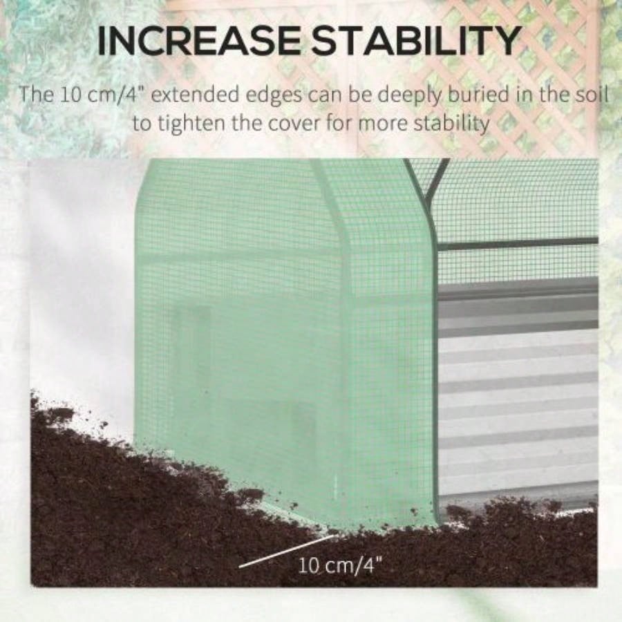 Outsunny Galvanized Raised Garden Bed with Greenhouse Cover, Outdoor Metal Planter Box with 2 Roll - Up Growing Flowers, Fruits, Vegetables, and Herbs, 50x 37.5x 36.25 Green