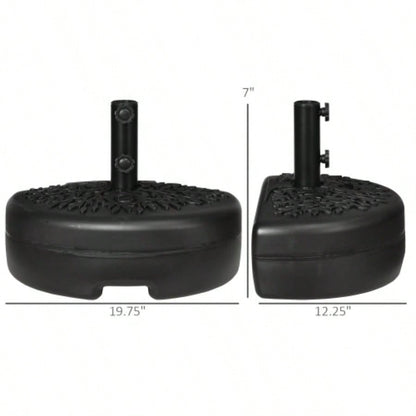 Outsunny Half Round Base, Sand or Filled Half Patio Stand Holder Lawn, Deck, Backyard and Garden, 40lb Capacity or 46lb Capacity Sand, Fit 1.5or 2 Pole, Black