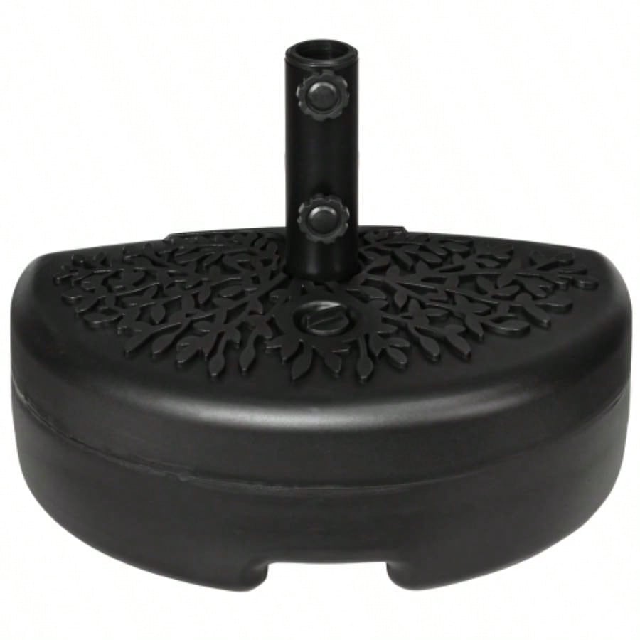 Outsunny Half Round Base, Sand or Filled Half Patio Stand Holder Lawn, Deck, Backyard and Garden, 40lb Capacity or 46lb Capacity Sand, Fit 1.5or 2 Pole, Black