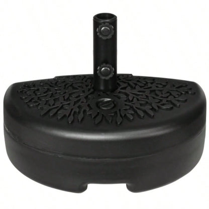 Outsunny Half Round Base, Sand or Filled Half Patio Stand Holder Lawn, Deck, Backyard and Garden, 40lb Capacity or 46lb Capacity Sand, Fit 1.5or 2 Pole, Black