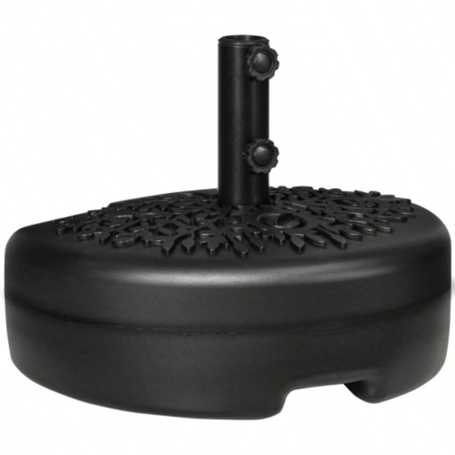 Outsunny Half Round Base, Sand or Filled Half Patio Stand Holder Lawn, Deck, Backyard and Garden, 40lb Capacity or 46lb Capacity Sand, Fit 1.5or 2 Pole, Black