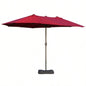 Outsunny Patio 15 Steel Rectangular Outdoor Double Sided Market with base, Easy Crank Deck Pool Patio, Wine Red