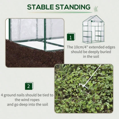 Outsunny 5x 2.5x 6.5 Walk - in Greenhouse Kit, Portable Green House with 3 Tier Shleves, Roll - Up Door, and Weatherized Plastic Cover Backyard Garden,
