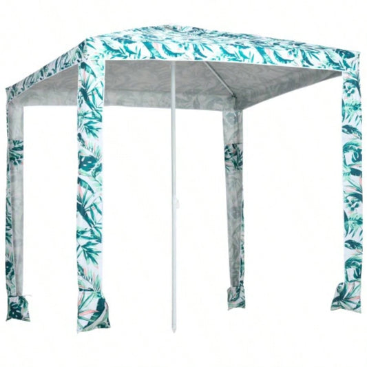Outsunny Quick Beach Cabana Canopy, 6.5 Easy - Assembly - Shade Shelter with Sandbags and Carry Bag, Cool UV50+ Fits Kids Family, Green Coconut