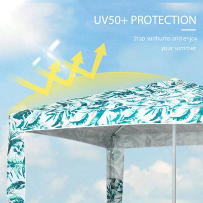 Outsunny Quick Beach Cabana Canopy, 6.5 Easy - Assembly - Shade Shelter with Sandbags and Carry Bag, Cool UV50+ Fits Kids Family, Green Coconut