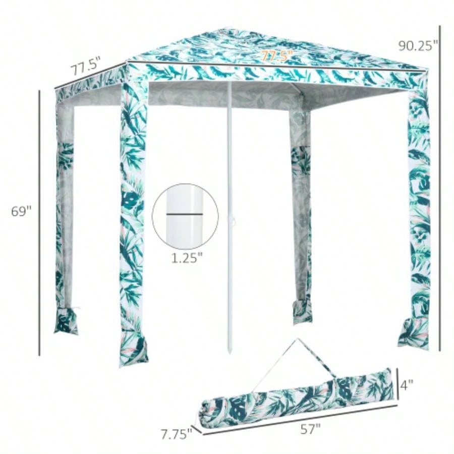 Outsunny Quick Beach Cabana Canopy, 6.5 Easy - Assembly - Shade Shelter with Sandbags and Carry Bag, Cool UV50+ Fits Kids Family, Green Coconut