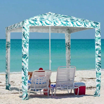 Outsunny Quick Beach Cabana Canopy, 6.5 Easy - Assembly - Shade Shelter with Sandbags and Carry Bag, Cool UV50+ Fits Kids Family, Green Coconut