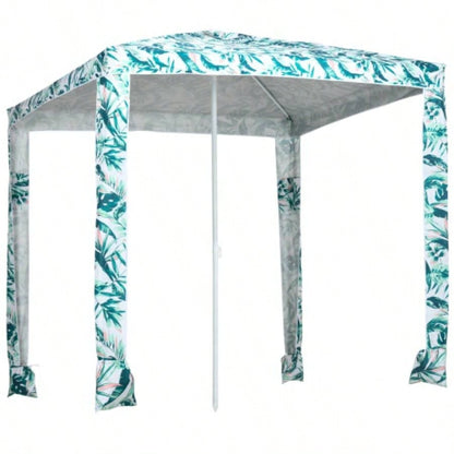 Outsunny Quick Beach Cabana Canopy, 6.5 Easy - Assembly - Shade Shelter with Sandbags and Carry Bag, Cool UV50+ Fits Kids Family, Green Coconut