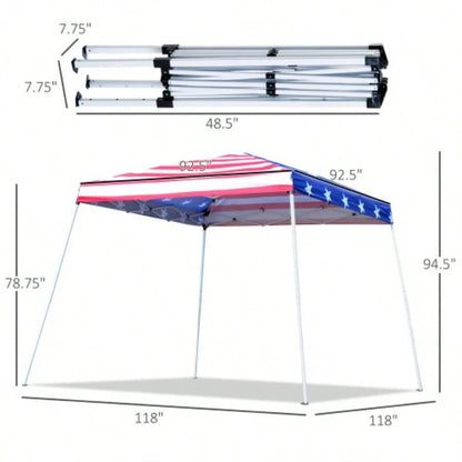 Outsunny Slant Leg Up Canopy Tent with American Roof and Carry Bag, Beach Canopy Instant Shelter, Height Adjustable, 10x10 Base/ 8x8 Top