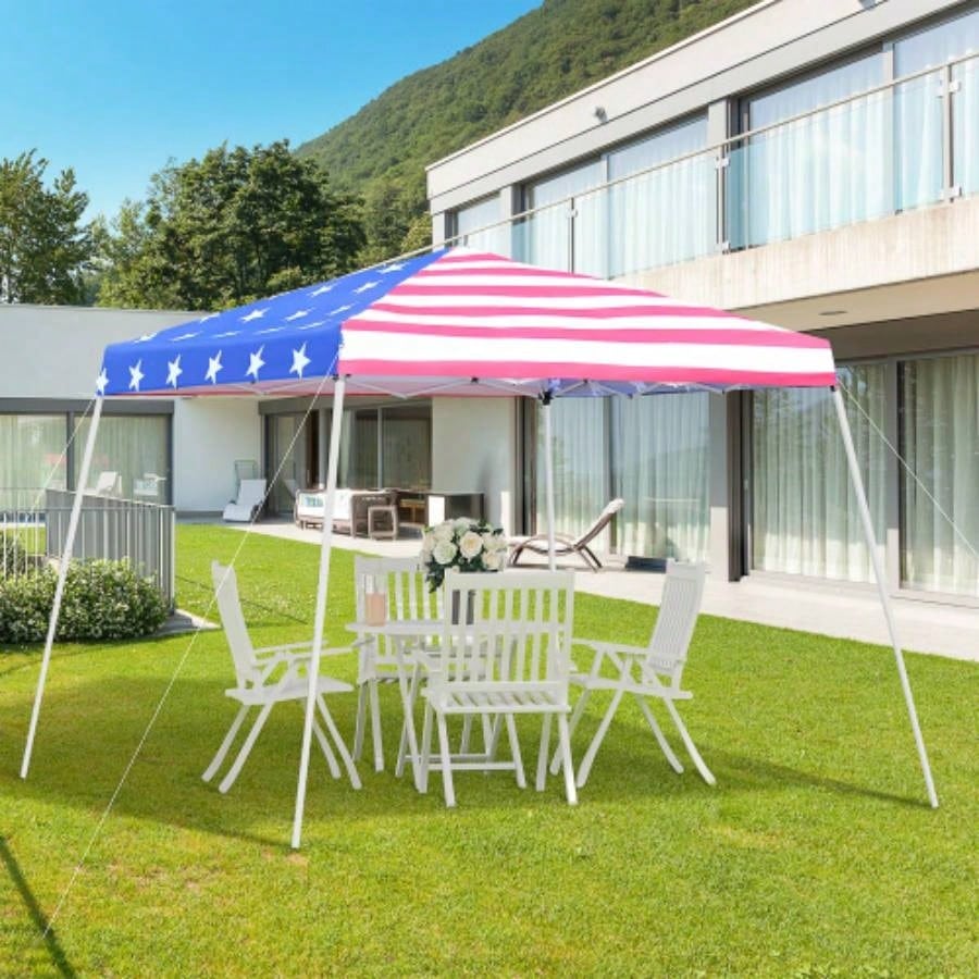 Outsunny Slant Leg Up Canopy Tent with American Roof and Carry Bag, Beach Canopy Instant Shelter, Height Adjustable, 10x10 Base/ 8x8 Top