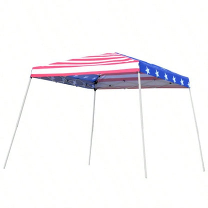Outsunny Slant Leg Up Canopy Tent with American Roof and Carry Bag, Beach Canopy Instant Shelter, Height Adjustable, 10x10 Base/ 8x8 Top