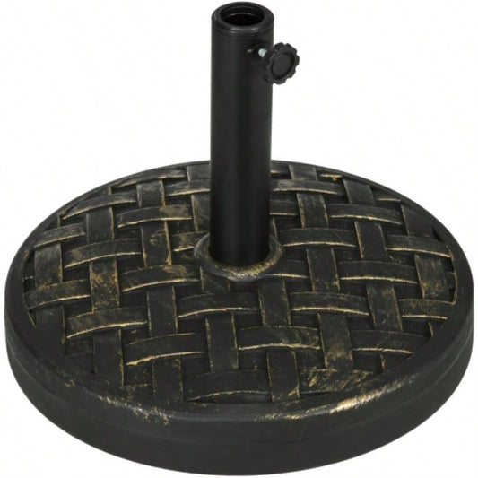 Outsunny 18 Patio Base, 40 lbs. Concrete Heavy Duty Stand with Metal Holder 1.5 or 2 Poles, Round Market Stand Outdoor, Lawn, Poolside, Bronze
