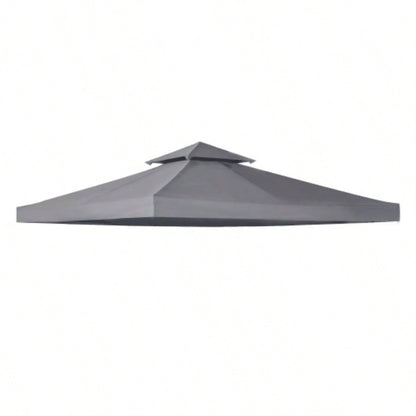 Outsunny 9.8x 9.8 Gazebo Canopy, 2 - Tier Top Cover 9.84x 9.84 Outdoor Gazebo, Dark Gray TOP ONLY