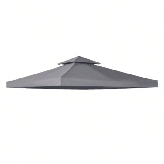 Outsunny 9.8x 9.8 Gazebo Canopy, 2 - Tier Top Cover 9.84x 9.84 Outdoor Gazebo, Dark Gray TOP ONLY