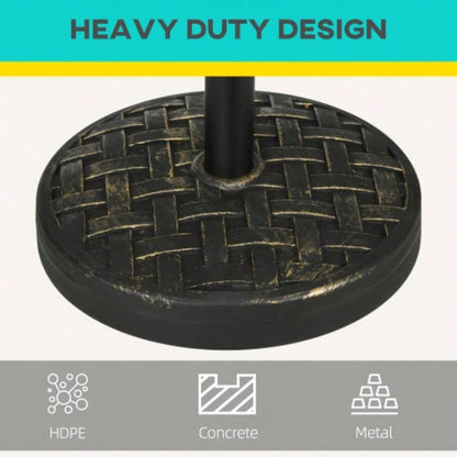 Outsunny 18 Patio Base, 40 lbs. Concrete Heavy Duty Stand with Metal Holder 1.5 or 2 Poles, Round Market Stand Outdoor, Lawn, Poolside, Bronze