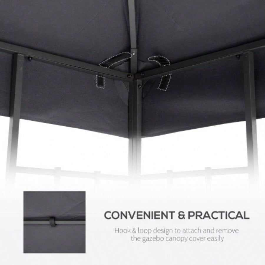 Outsunny 9.8x 9.8 Gazebo Canopy, 2 - Tier Top Cover 9.84x 9.84 Outdoor Gazebo, Dark Gray TOP ONLY