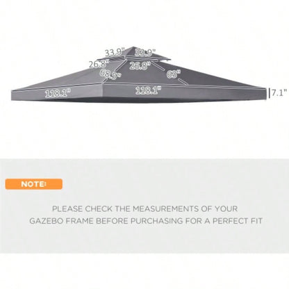 Outsunny 9.8x 9.8 Gazebo Canopy, 2 - Tier Top Cover 9.84x 9.84 Outdoor Gazebo, Dark Gray TOP ONLY