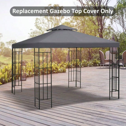 Outsunny 9.8x 9.8 Gazebo Canopy, 2 - Tier Top Cover 9.84x 9.84 Outdoor Gazebo, Dark Gray TOP ONLY