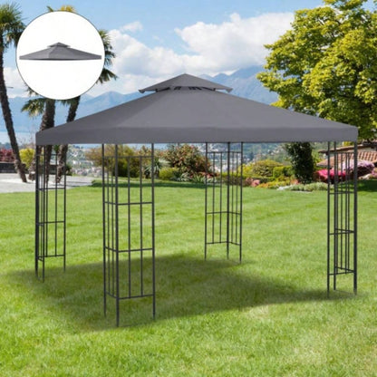 Outsunny 9.8x 9.8 Gazebo Canopy, 2 - Tier Top Cover 9.84x 9.84 Outdoor Gazebo, Dark Gray TOP ONLY