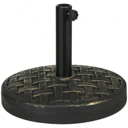 Outsunny 18 Patio Base, 40 lbs. Concrete Heavy Duty Stand with Metal Holder 1.5 or 2 Poles, Round Market Stand Outdoor, Lawn, Poolside, Bronze