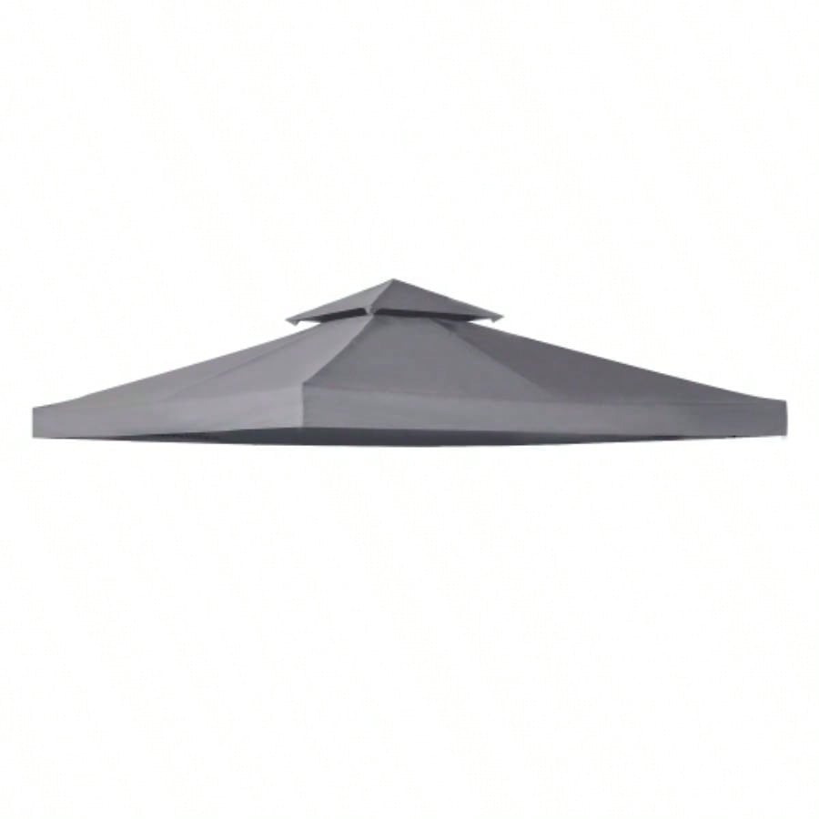 Outsunny 9.8x 9.8 Gazebo Canopy, 2 - Tier Top Cover 9.84x 9.84 Outdoor Gazebo, Dark Gray TOP ONLY