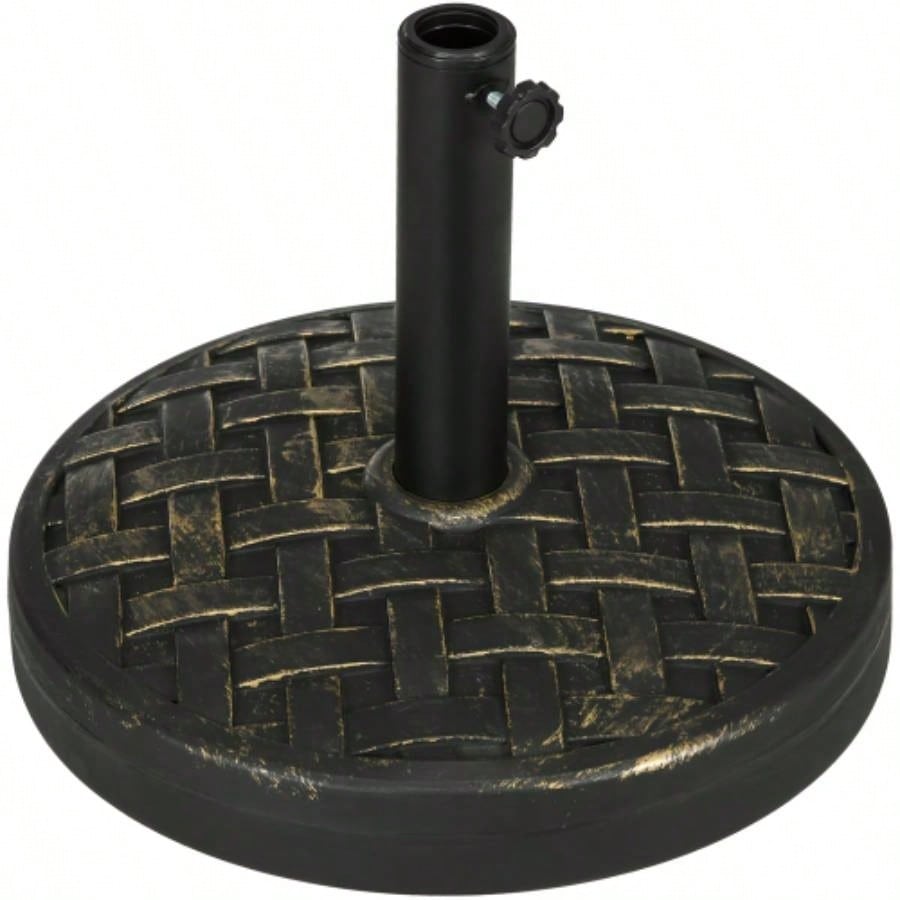 Outsunny 18 Patio Base, 40 lbs. Concrete Heavy Duty Stand with Metal Holder 1.5 or 2 Poles, Round Market Stand Outdoor, Lawn, Poolside, Bronze