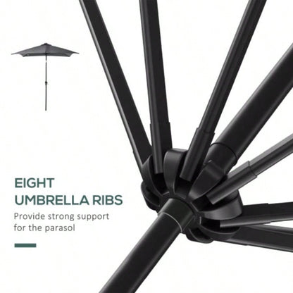 Outsunny 9x, LED Lighted Patio Table or Base with Tilt Crank, Outdoor Garden, Deck, Backyard, Pool, Beach, Dark Gray