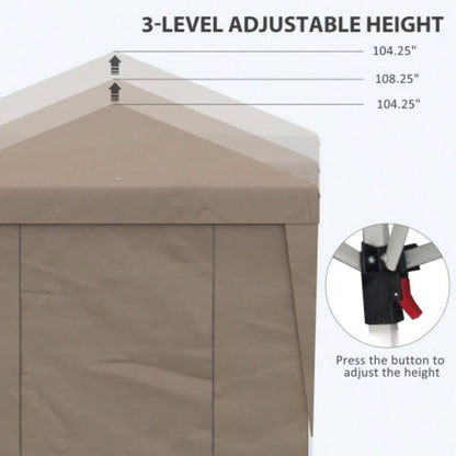 Outsunny 10x 19.5 Up Canopy Tent with Sidewalls, UPF 30+ Height Adjustable Large Party Tent Event Shelter with Leg Weight Bags and Wheeled Carry Bag Garden, Patio, Brown