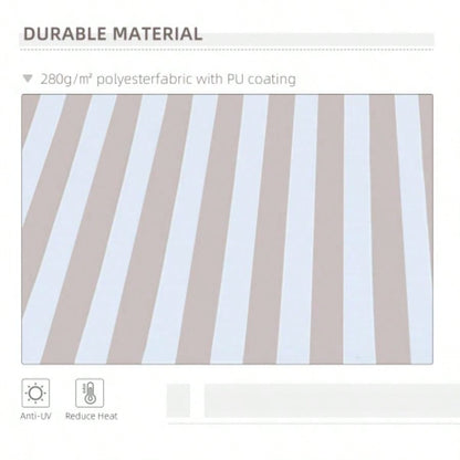 Outsunny 10x 8 Retractable Awning, Patio Awnings, Sunshade Shelter/ Manual Crank Handle, - Resistant Fabric and Aluminum Frame Deck, Balcony, Yard, Beige Stripes