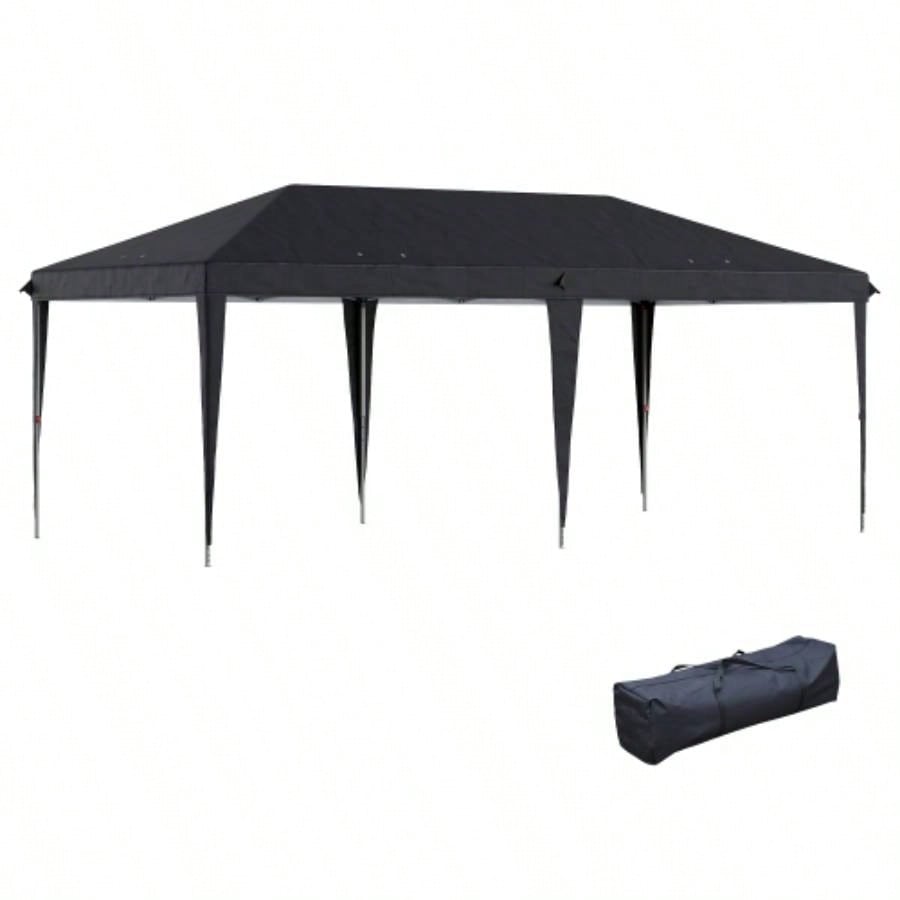 Outsunny 10x 20 Up Canopy Tent, Upgraded Heavy Duty Tents Parties, Outdoor Instant Gazebo Shade Shelter with Carry Bag, Catering, Events, Wedding, Backyard BBQ, Black