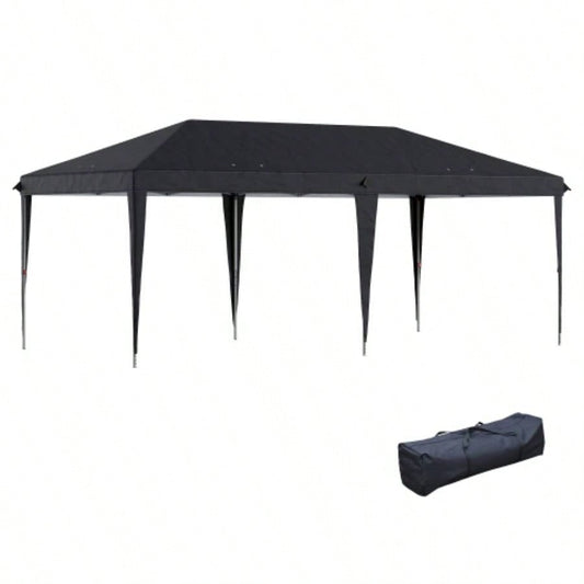 Outsunny 10x 20 Up Canopy Tent, Upgraded Heavy Duty Tents Parties, Outdoor Instant Gazebo Shade Shelter with Carry Bag, Catering, Events, Wedding, Backyard BBQ, Black