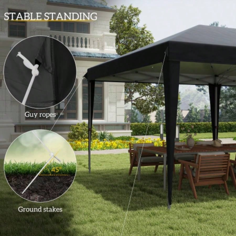 Outsunny 10x 20 Up Canopy Tent, Upgraded Heavy Duty Tents Parties, Outdoor Instant Gazebo Shade Shelter with Carry Bag, Catering, Events, Wedding, Backyard BBQ, Black