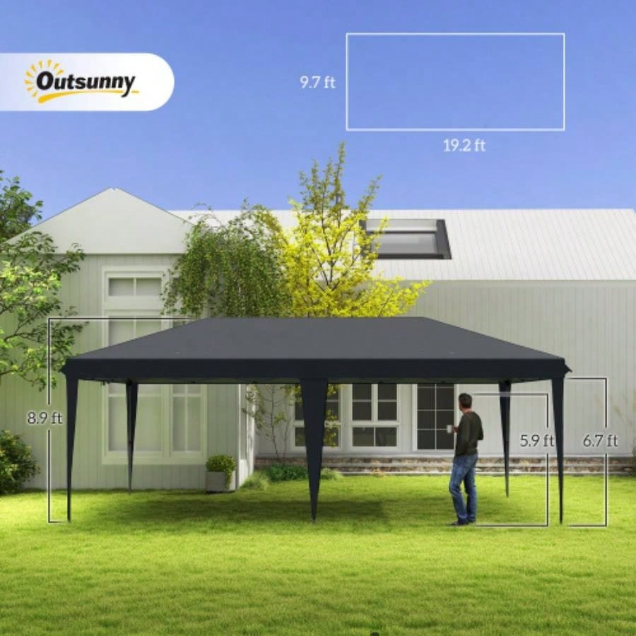 Outsunny 10x 20 Up Canopy Tent, Upgraded Heavy Duty Tents Parties, Outdoor Instant Gazebo Shade Shelter with Carry Bag, Catering, Events, Wedding, Backyard BBQ, Black