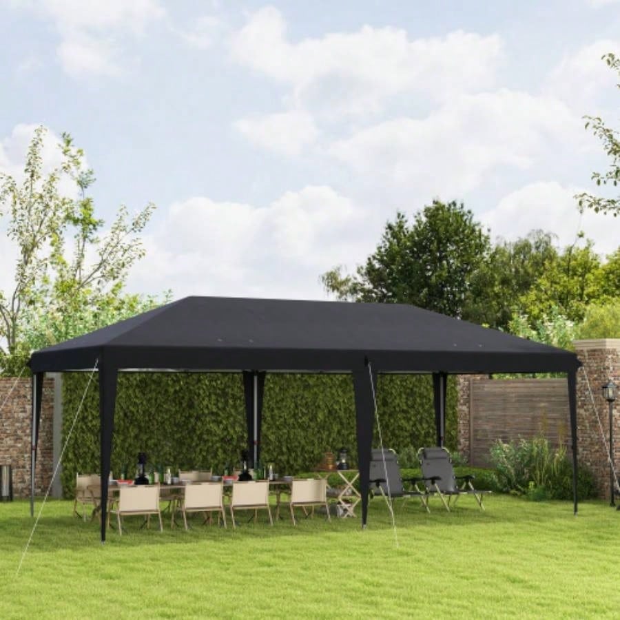 Outsunny 10x 20 Up Canopy Tent, Upgraded Heavy Duty Tents Parties, Outdoor Instant Gazebo Shade Shelter with Carry Bag, Catering, Events, Wedding, Backyard BBQ, Black
