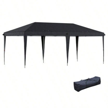 Outsunny 10x 20 Up Canopy Tent, Upgraded Heavy Duty Tents Parties, Outdoor Instant Gazebo Shade Shelter with Carry Bag, Catering, Events, Wedding, Backyard BBQ, Black