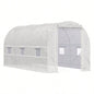 Outsunny 15xx Walk - In Tunnel Greenhouse, Large Garden Hot House Kit with 6 Roll - up Roll Up Door, Steel Frame, White