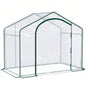 Outsunny 6x 3x 5 Portable Walk - in Greenhouse, PVC Cover, Steel Frame Garden Hot House, Zipper Door, Top Vent Flowers, Vegetables, Saplings,